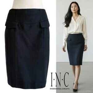 INC International Concepts Black Pencil Skirt Stretchy Rayon Blend Size 4